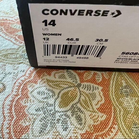 NEW MEN'S CONVERSE CANVAS PLATFORM CHUCK TAYLOR ALL STAR WHITE SNEAKERS 9 - 13 - Picture 9 of 9